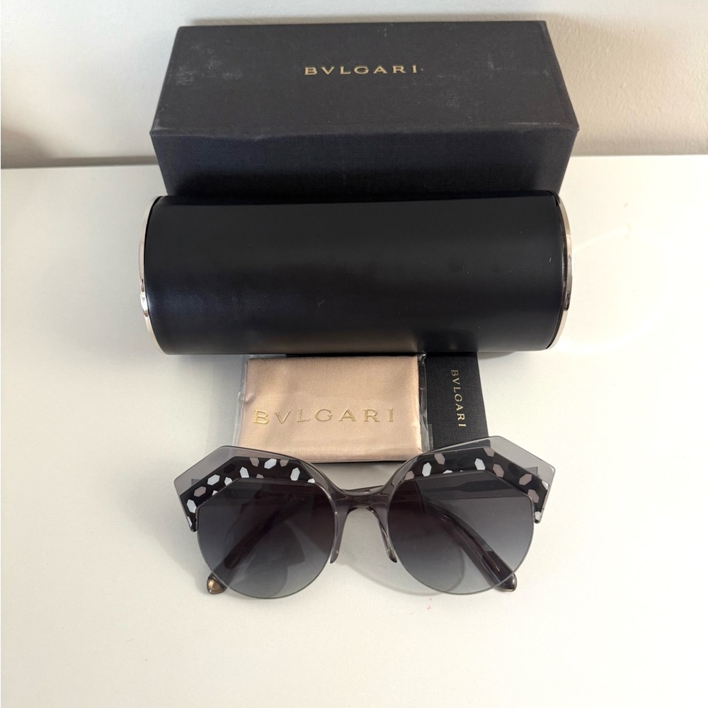 Bulgari Black and White Sunglasses